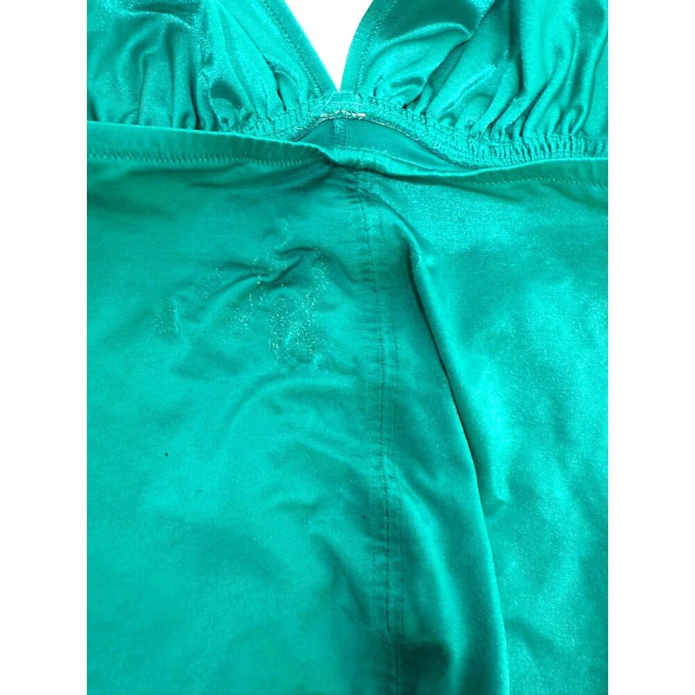 DeWeese Design vintage teal bathing suit - tie halter w/rouched sides - 70s/80s - Picture 6 of 8
